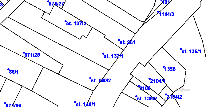 Parcela st. 137/1 v KÚ Červený Kostelec, Katastrální mapa