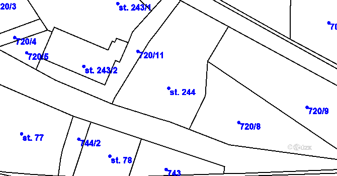 Parcela st. 244 v KÚ Červený Kostelec, Katastrální mapa