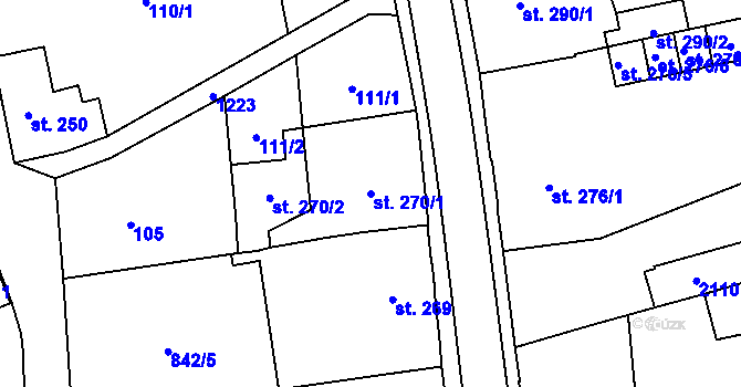 Parcela st. 270/1 v KÚ Červený Kostelec, Katastrální mapa