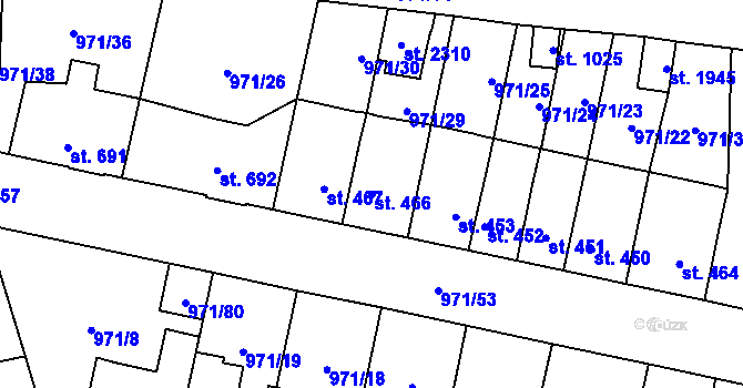Parcela st. 466 v KÚ Červený Kostelec, Katastrální mapa