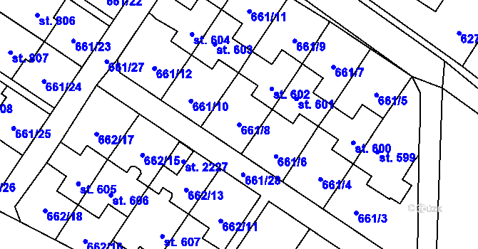 Parcela st. 661/8 v KÚ Červený Kostelec, Katastrální mapa