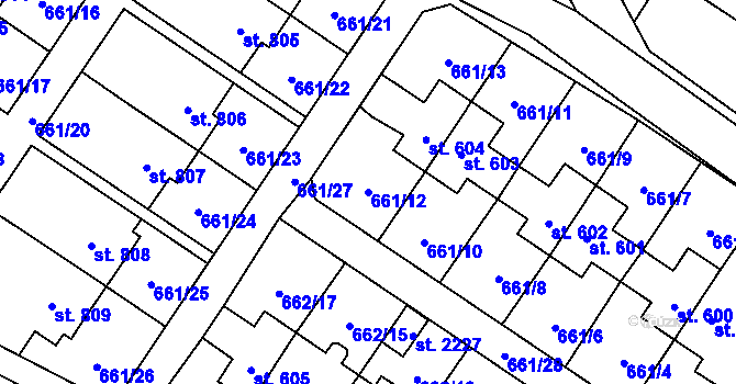 Parcela st. 661/12 v KÚ Červený Kostelec, Katastrální mapa