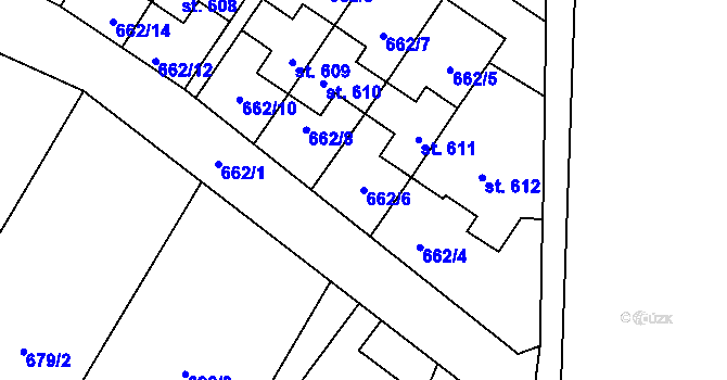 Parcela st. 662/6 v KÚ Červený Kostelec, Katastrální mapa