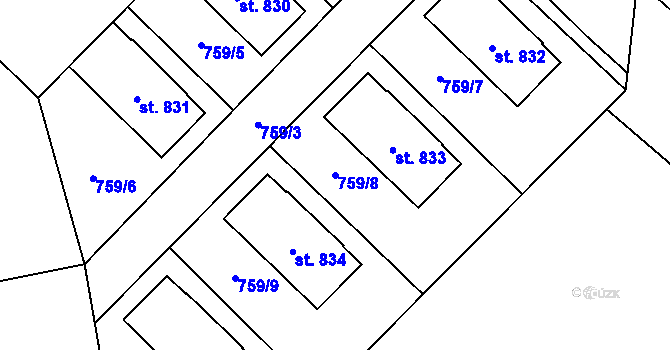 Parcela st. 759/8 v KÚ Červený Kostelec, Katastrální mapa