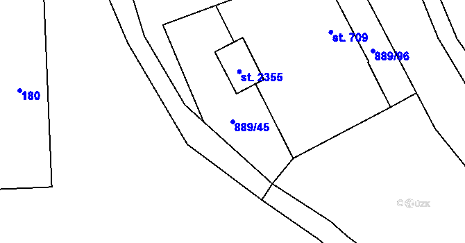 Parcela st. 889/45 v KÚ Červený Kostelec, Katastrální mapa