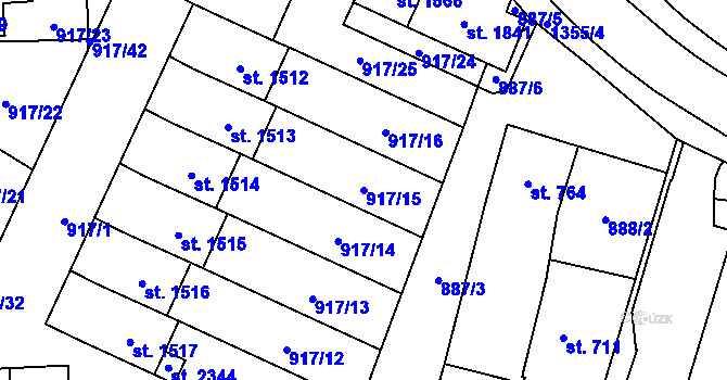 Parcela st. 917/15 v KÚ Červený Kostelec, Katastrální mapa