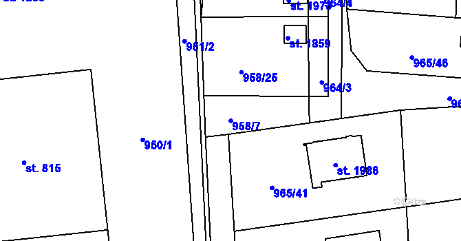 Parcela st. 958/7 v KÚ Červený Kostelec, Katastrální mapa