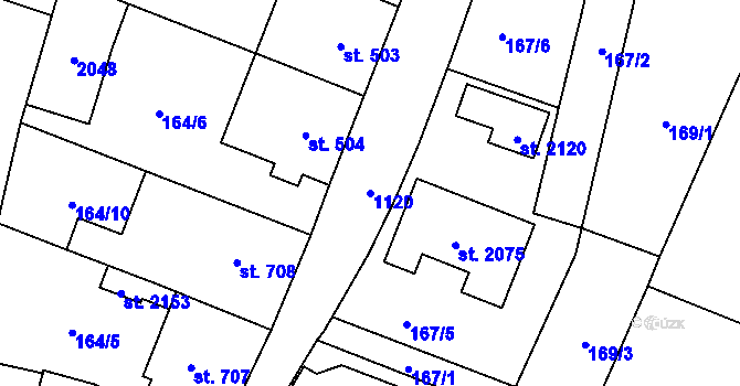Parcela st. 1120 v KÚ Červený Kostelec, Katastrální mapa