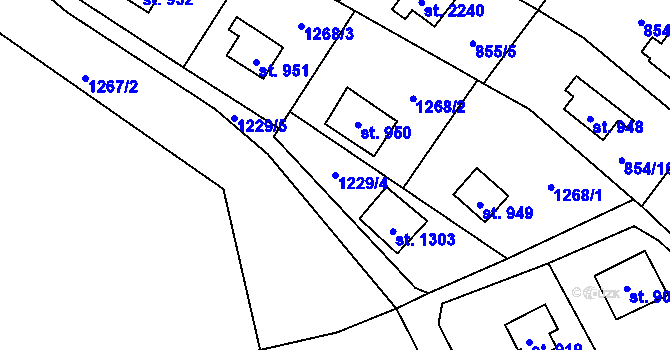 Parcela st. 1229/4 v KÚ Červený Kostelec, Katastrální mapa