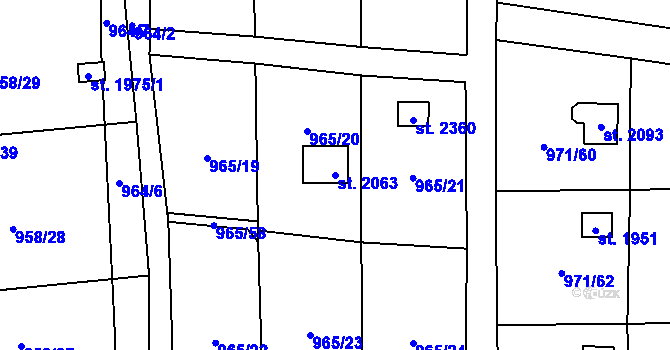 Parcela st. 2063 v KÚ Červený Kostelec, Katastrální mapa