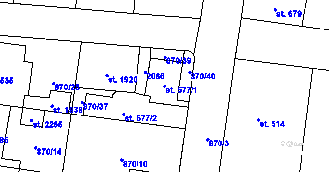 Parcela st. 577/1 v KÚ Červený Kostelec, Katastrální mapa