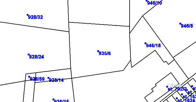 Parcela st. 935/6 v KÚ Červený Kostelec, Katastrální mapa