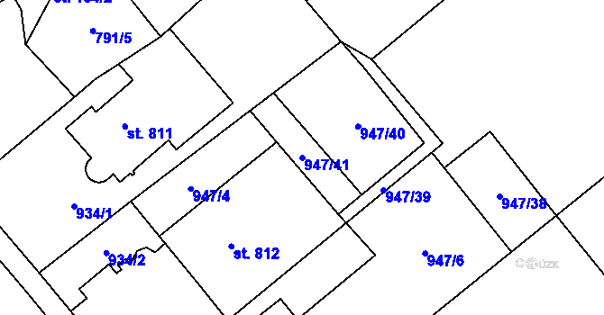 Parcela st. 947/41 v KÚ Červený Kostelec, Katastrální mapa