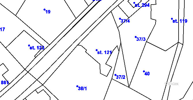Parcela st. 121 v KÚ Horní Kostelec, Katastrální mapa