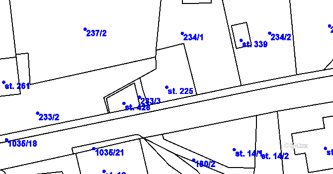 Parcela st. 225 v KÚ Horní Kostelec, Katastrální mapa