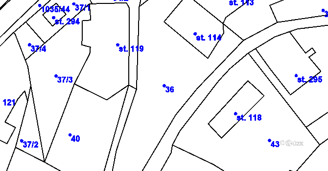 Parcela st. 36 v KÚ Horní Kostelec, Katastrální mapa