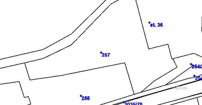 Parcela st. 257 v KÚ Horní Kostelec, Katastrální mapa