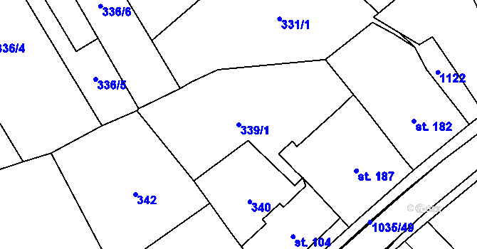 Parcela st. 339/1 v KÚ Horní Kostelec, Katastrální mapa