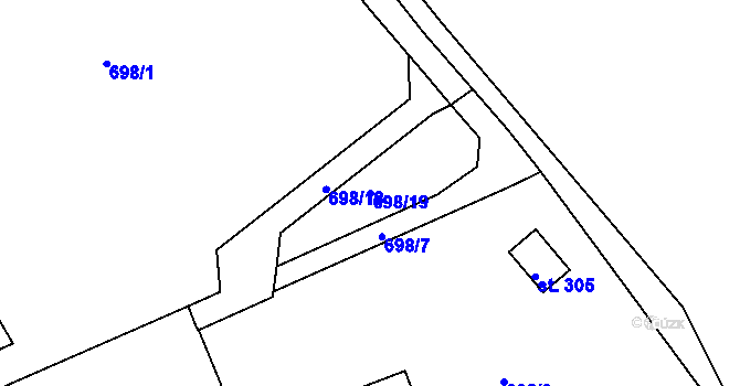 Parcela st. 698/19 v KÚ Horní Kostelec, Katastrální mapa