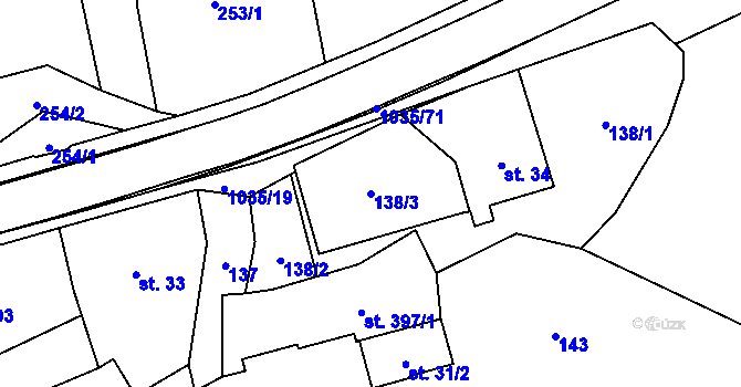 Parcela st. 138/3 v KÚ Horní Kostelec, Katastrální mapa