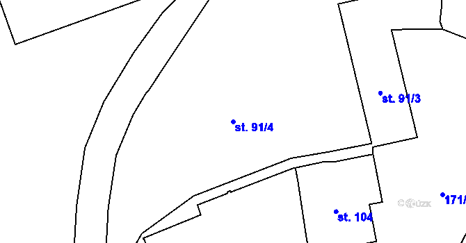 Parcela st. 91/4 v KÚ Stolín, Katastrální mapa