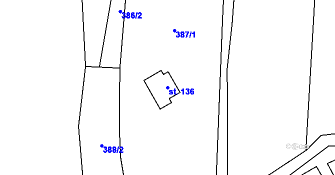Parcela st. 136 v KÚ Stolín, Katastrální mapa