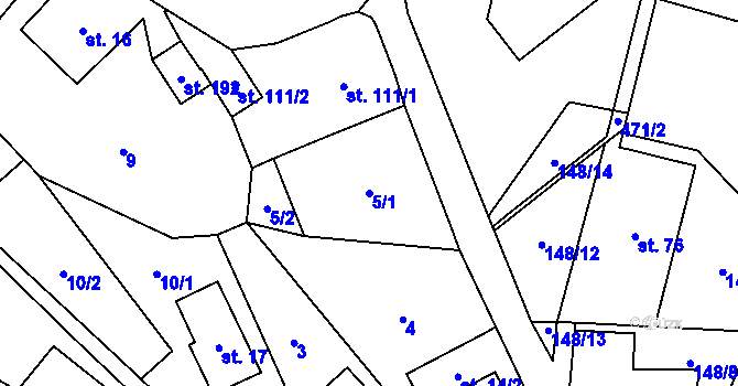 Parcela st. 5/1 v KÚ Stolín, Katastrální mapa