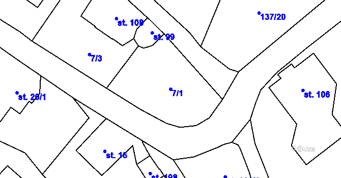 Parcela st. 7/1 v KÚ Stolín, Katastrální mapa