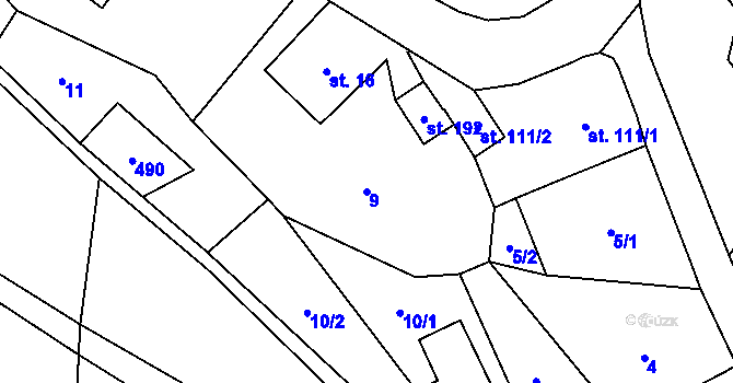 Parcela st. 9 v KÚ Stolín, Katastrální mapa