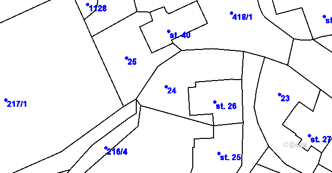 Parcela st. 24 v KÚ Stolín, Katastrální mapa
