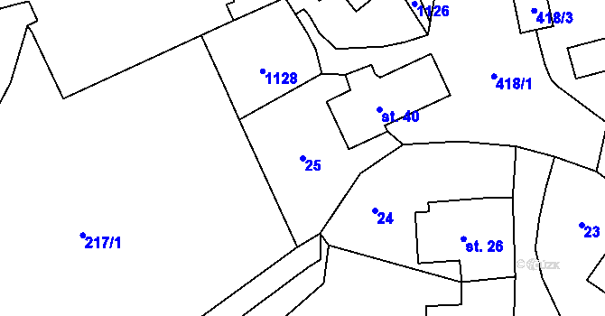 Parcela st. 25 v KÚ Stolín, Katastrální mapa