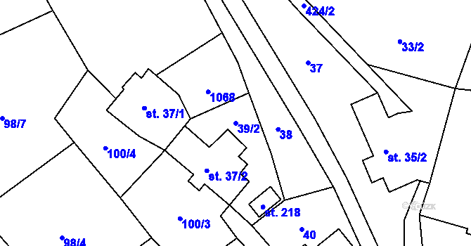 Parcela st. 39/2 v KÚ Stolín, Katastrální mapa