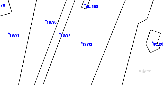 Parcela st. 187/3 v KÚ Stolín, Katastrální mapa