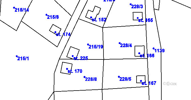 Parcela st. 228/2 v KÚ Stolín, Katastrální mapa