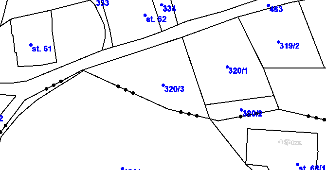 Parcela st. 320/3 v KÚ Stolín, Katastrální mapa