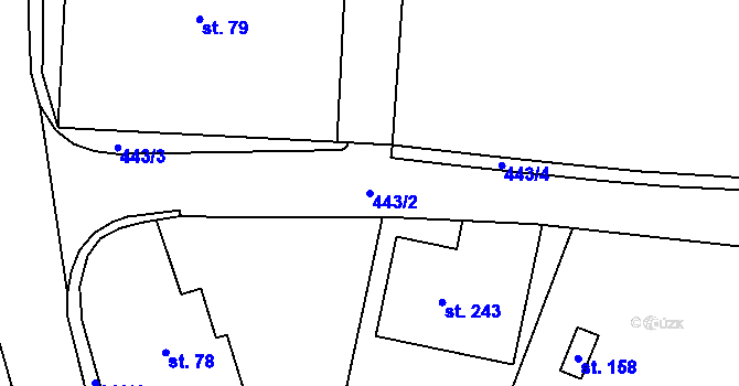 Parcela st. 443/2 v KÚ Stolín, Katastrální mapa