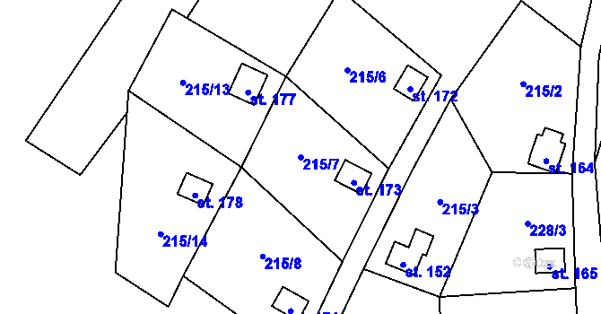 Parcela st. 215/7 v KÚ Stolín, Katastrální mapa