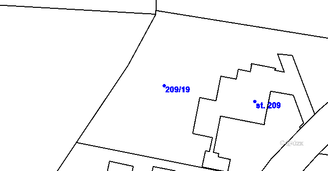 Parcela st. 209/19 v KÚ Stolín, Katastrální mapa