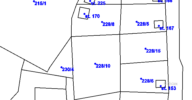 Parcela st. 228/9 v KÚ Stolín, Katastrální mapa