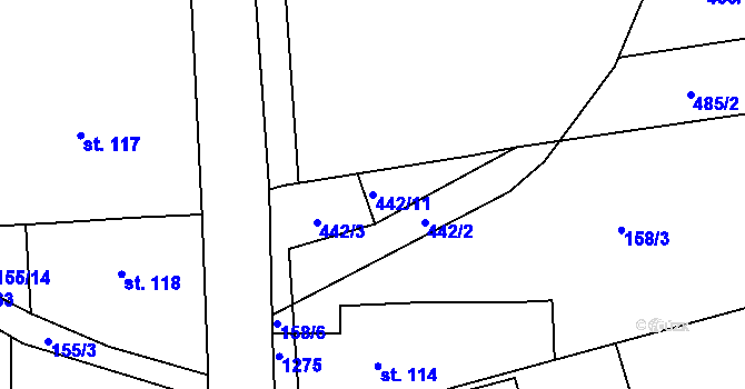 Parcela st. 442/11 v KÚ Stolín, Katastrální mapa