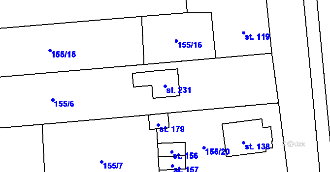 Parcela st. 231 v KÚ Stolín, Katastrální mapa