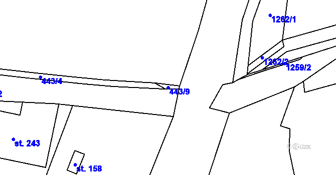 Parcela st. 443/9 v KÚ Stolín, Katastrální mapa