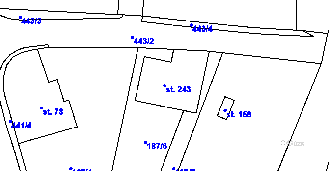 Parcela st. 243 v KÚ Stolín, Katastrální mapa