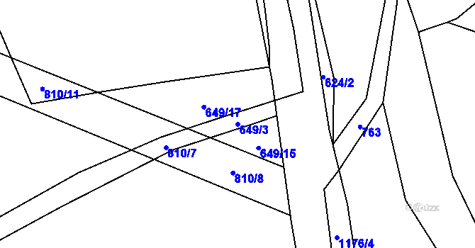 Parcela st. 649/3 v KÚ Červený Újezd u Miličína, Katastrální mapa