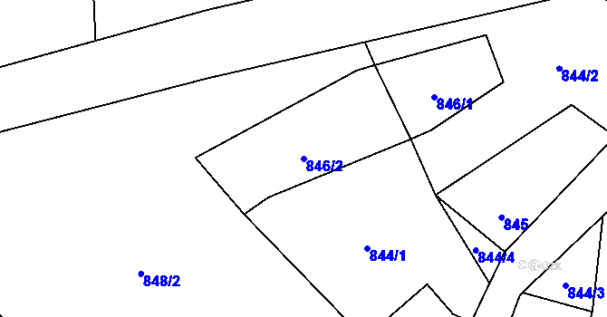 Parcela st. 846/2 v KÚ Červený Újezd u Miličína, Katastrální mapa