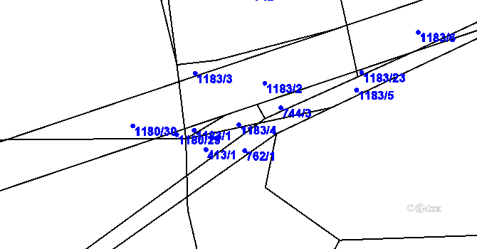 Parcela st. 1183/4 v KÚ Červený Újezd u Miličína, Katastrální mapa