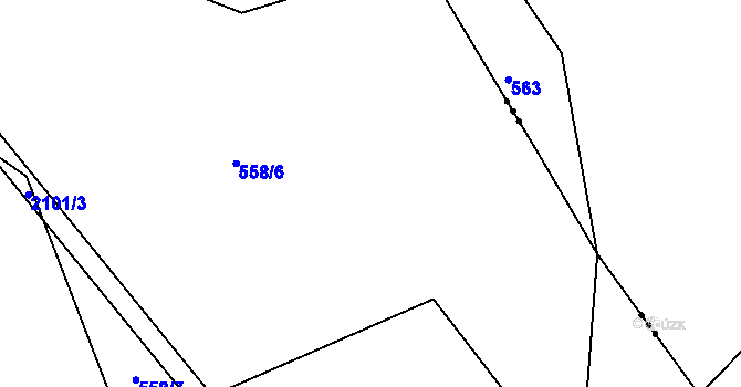 Parcela st. 558/6 v KÚ Horní Borek, Katastrální mapa