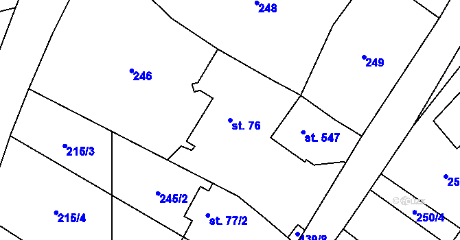 Parcela st. 76 v KÚ Červený Újezd, Katastrální mapa