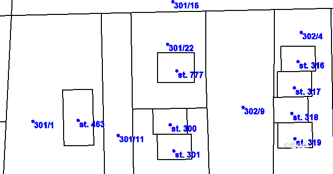Parcela st. 299 v KÚ Červený Újezd, Katastrální mapa