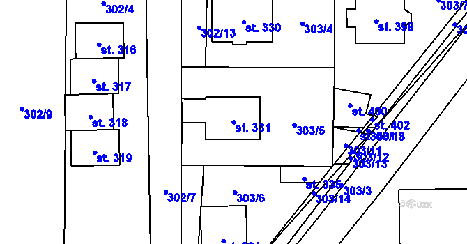 Parcela st. 331 v KÚ Červený Újezd, Katastrální mapa